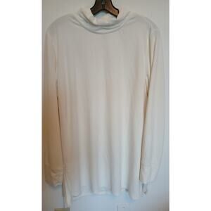 CuddlDuds Cream Ribbed Turtleneck Tunic 1X Pull Over Winter Shirt White
